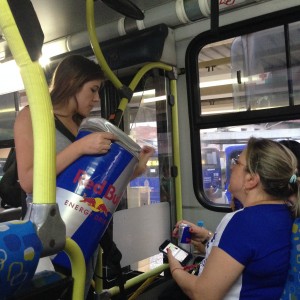 The city is running out of water just as temperatures are reaching the high 90s so free blueberry Red Bulls was a welcome surprise on the bus!